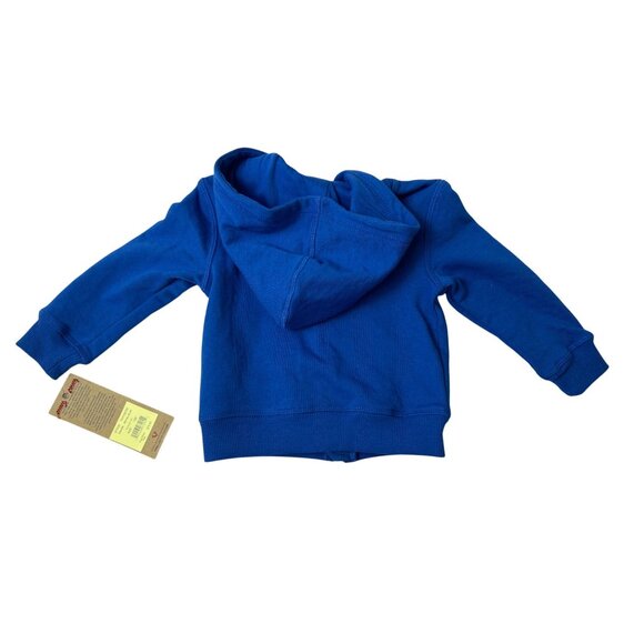 True Religion Baby Hoodie Blue Zip-Up Sweatshirt With Yellow Logo Size 12M- New - Picture 2 of 6